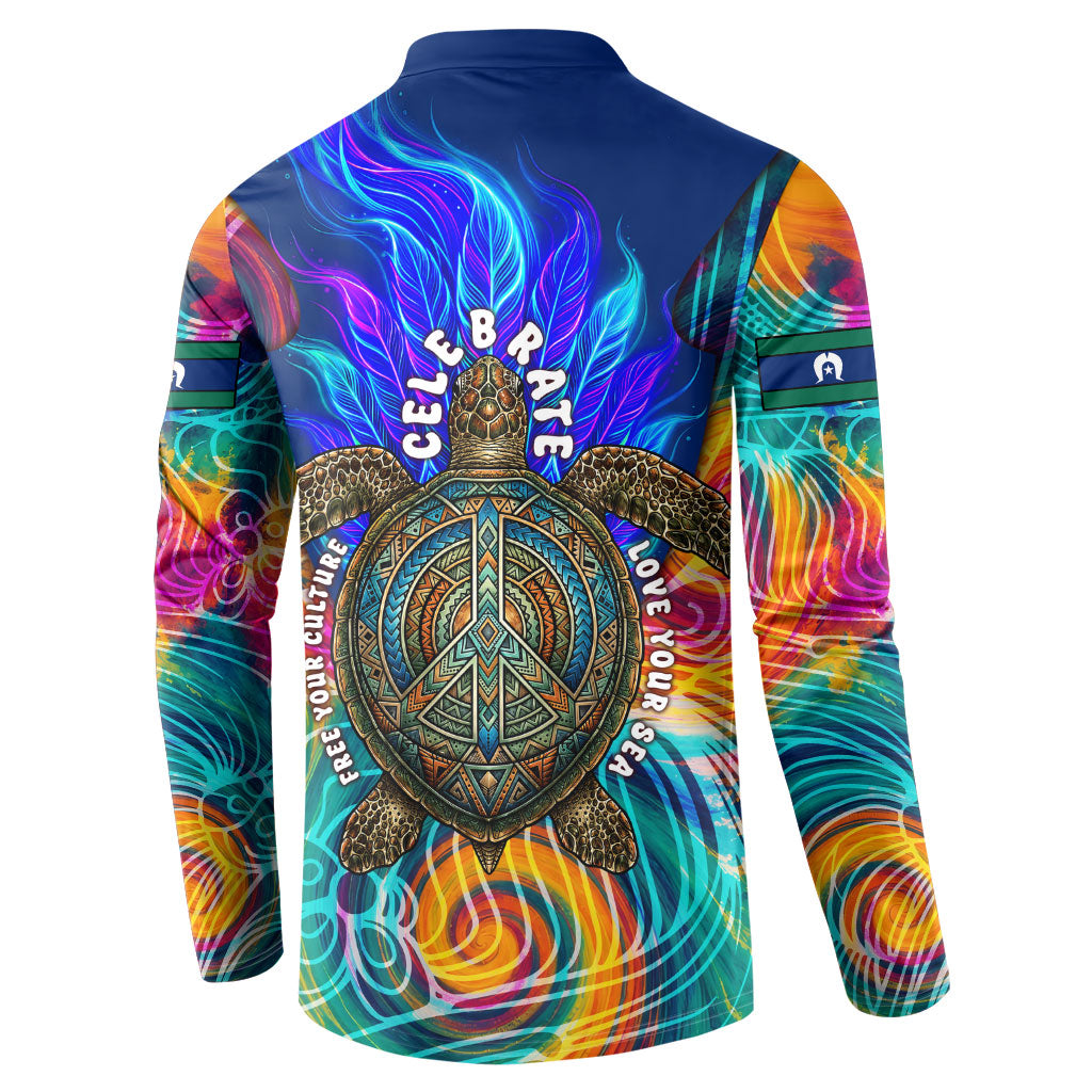 Torres Strait Islanders Sea Turtle Button Sweatshirt Indigenous Tribal Peace Art Cultural Headdress Motif