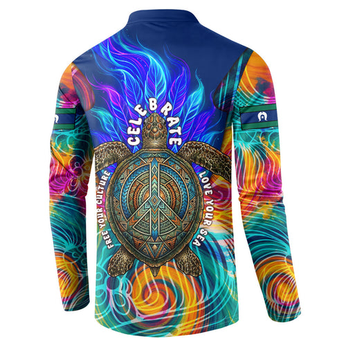 Torres Strait Islanders Sea Turtle Button Sweatshirt Indigenous Tribal Peace Art Cultural Headdress Motif