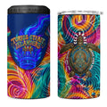 Torres Strait Islanders Sea Turtle 4 in 1 Can Cooler Tumbler Indigenous Tribal Peace Art Cultural Headdress Motif
