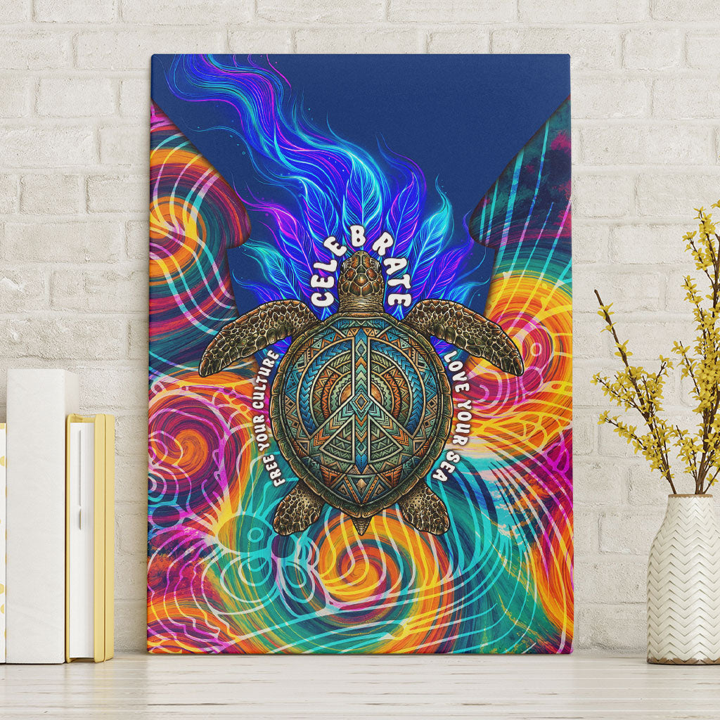 Torres Strait Islanders Sea Turtle Canvas Wall Art Indigenous Tribal Peace Art Cultural Headdress Motif
