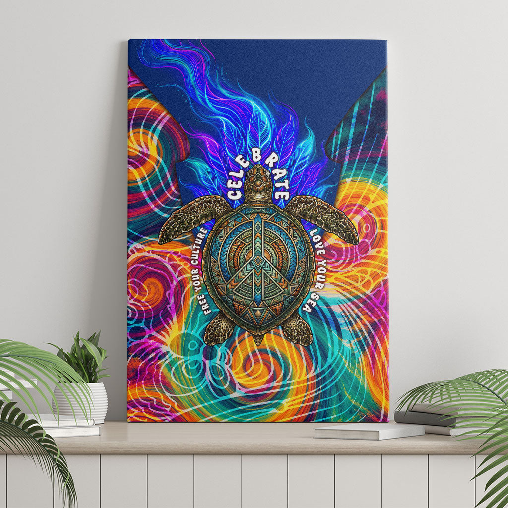 Torres Strait Islanders Sea Turtle Canvas Wall Art Indigenous Tribal Peace Art Cultural Headdress Motif