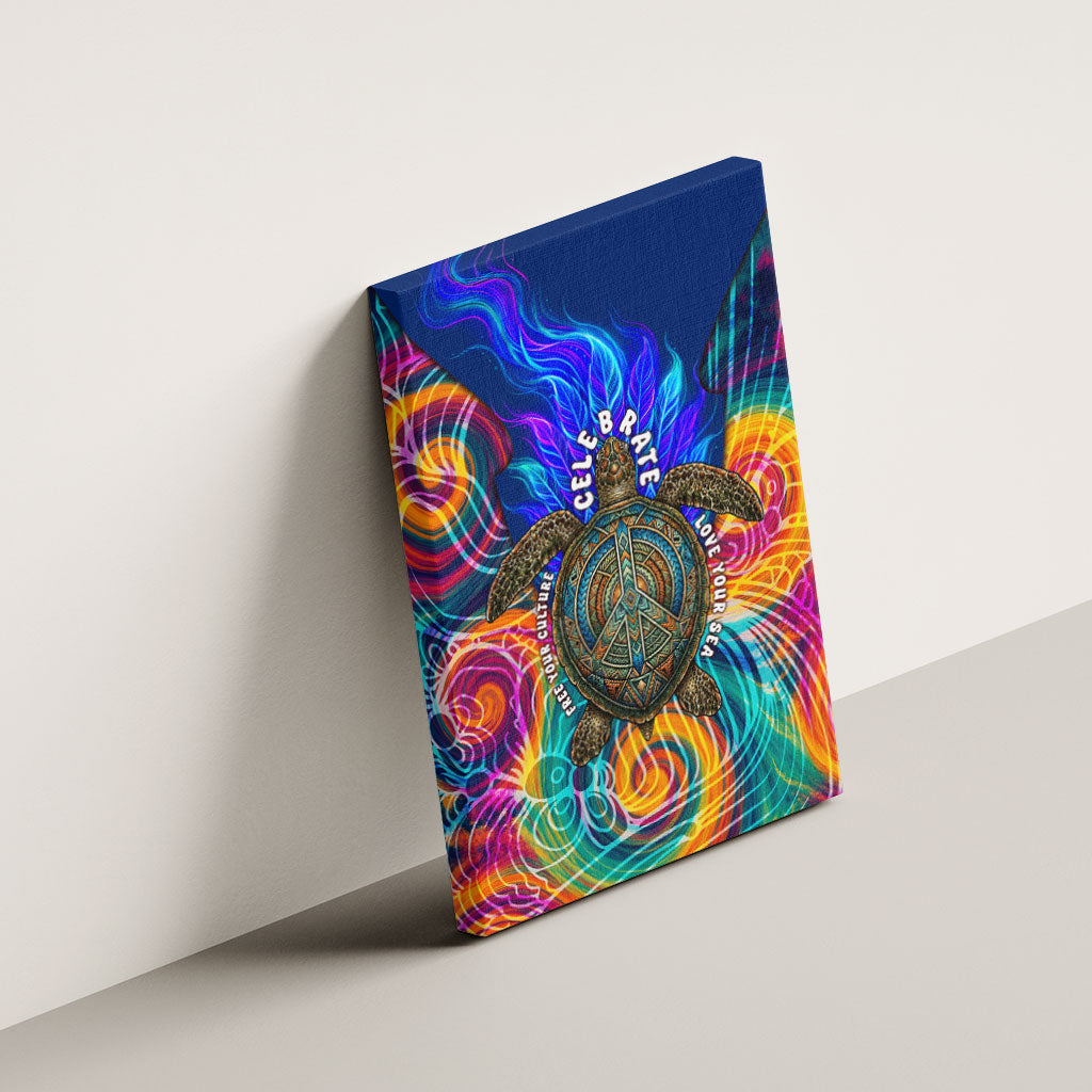 Torres Strait Islanders Sea Turtle Canvas Wall Art Indigenous Tribal Peace Art Cultural Headdress Motif