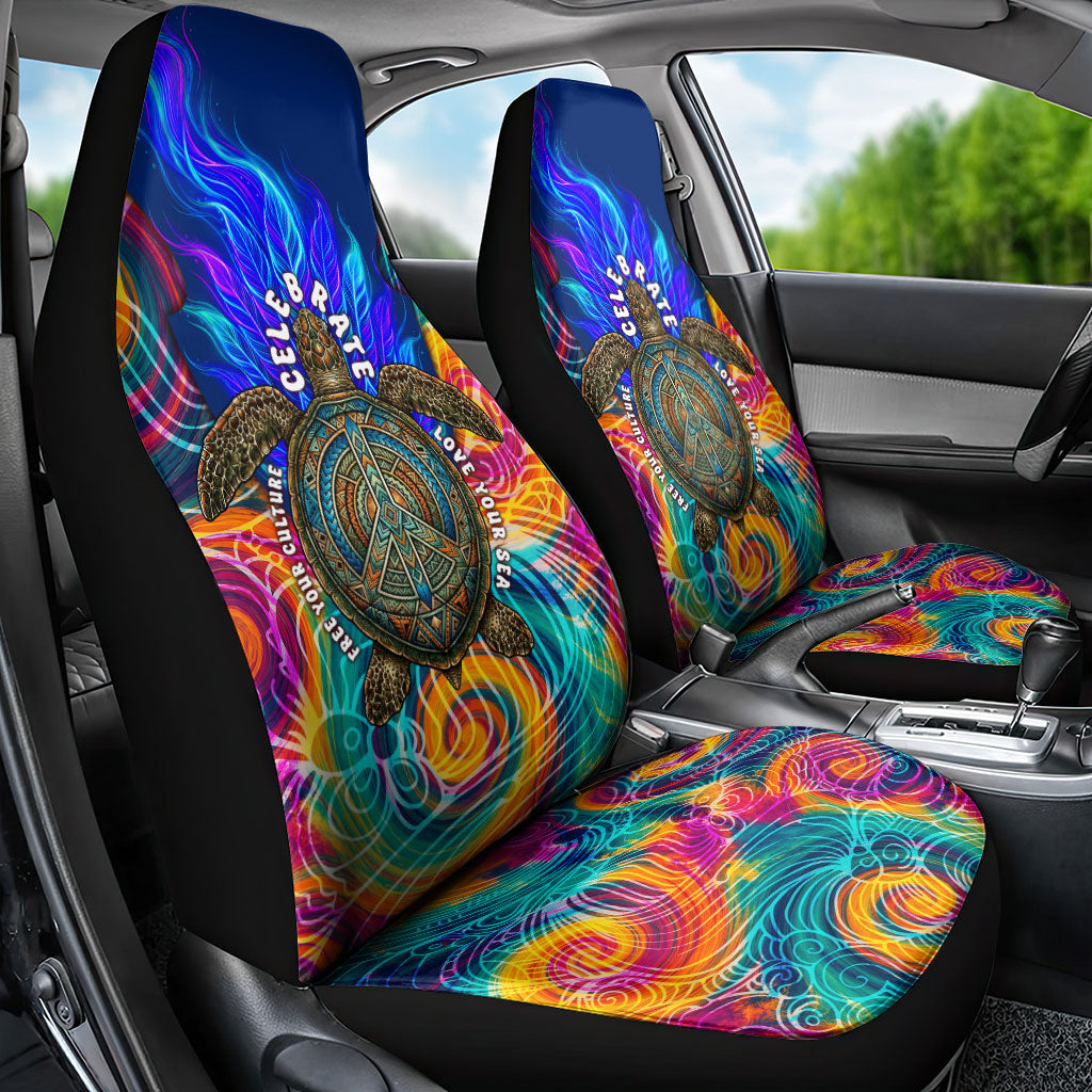 Torres Strait Islanders Sea Turtle Car Seat Cover Indigenous Tribal Peace Art Cultural Headdress Motif