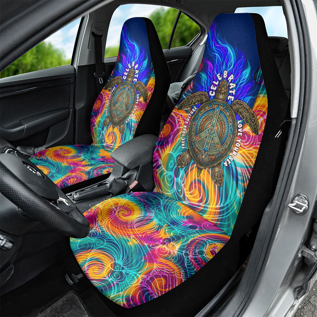 Torres Strait Islanders Sea Turtle Car Seat Cover Indigenous Tribal Peace Art Cultural Headdress Motif