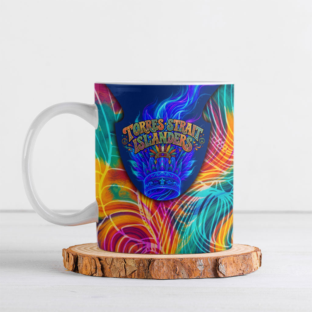 Torres Strait Islanders Sea Turtle Ceramic Mug Indigenous Tribal Peace Art Cultural Headdress Motif