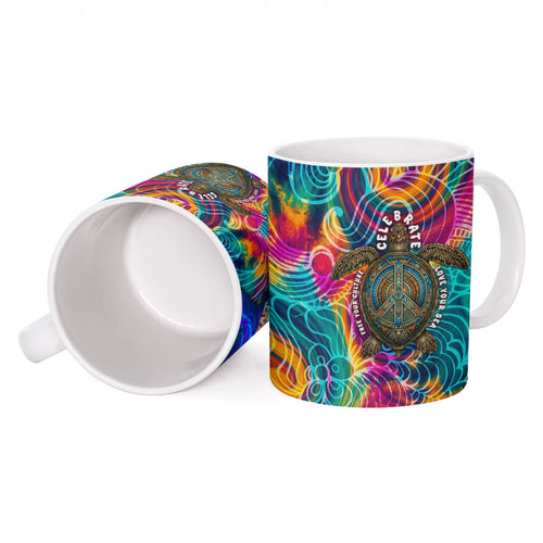 Torres Strait Islanders Sea Turtle Ceramic Mug Indigenous Tribal Peace Art Cultural Headdress Motif