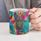 Torres Strait Islanders Sea Turtle Ceramic Mug Indigenous Tribal Peace Art Cultural Headdress Motif