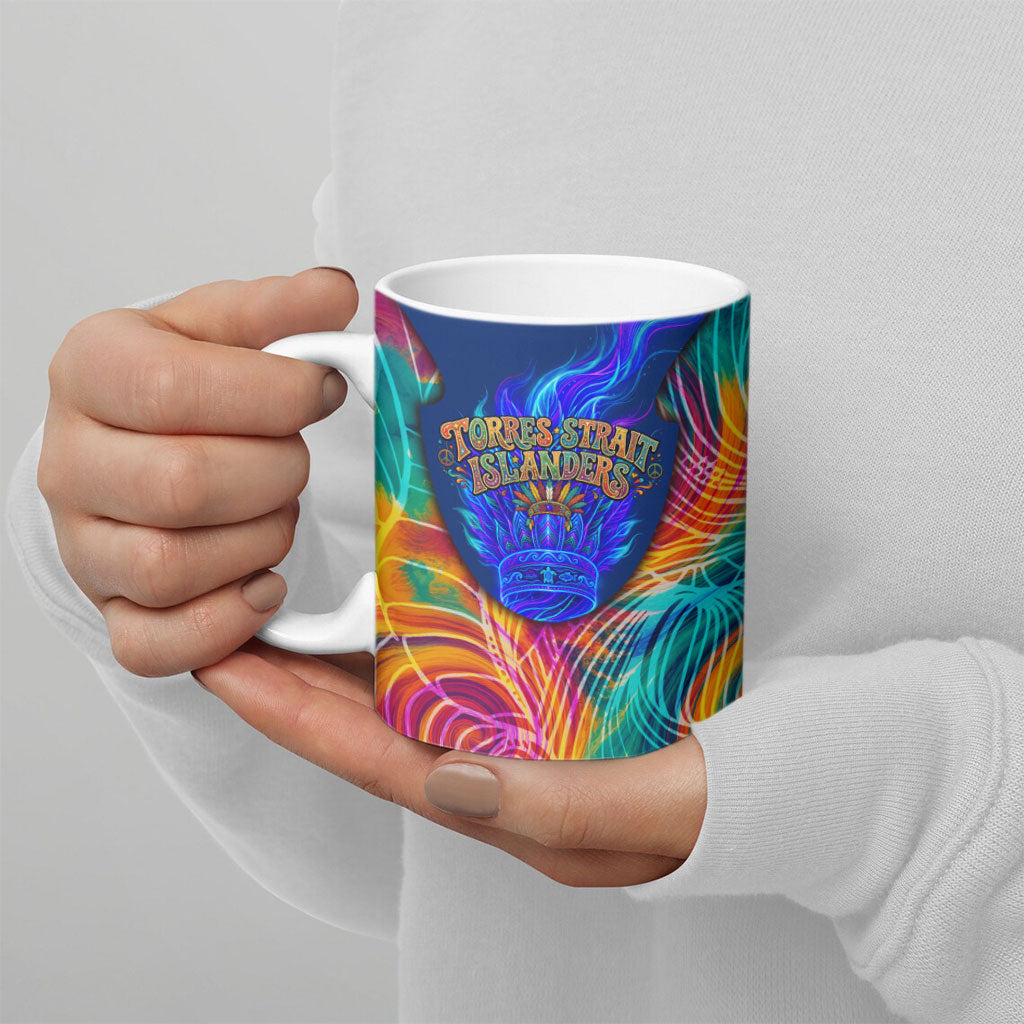 Torres Strait Islanders Sea Turtle Ceramic Mug Indigenous Tribal Peace Art Cultural Headdress Motif