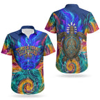 Torres Strait Islanders Sea Turtle Couples Matching Mermaid Dress and Hawaiian Shirt Indigenous Tribal Peace Art Cultural Headdress Motif