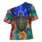 Torres Strait Islanders Sea Turtle Cross Shoulder Shirt Indigenous Tribal Peace Art Cultural Headdress Motif