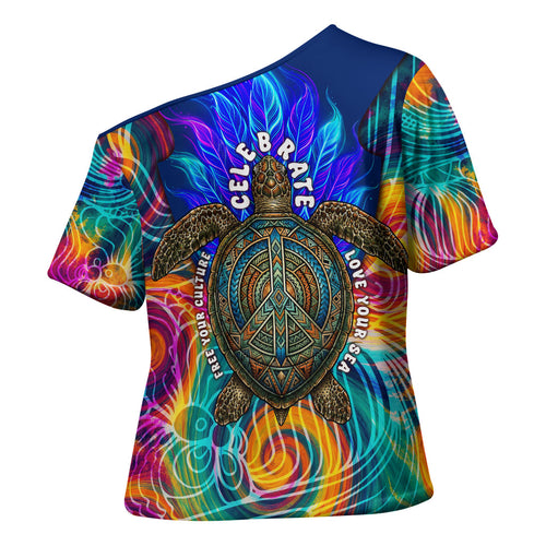 Torres Strait Islanders Sea Turtle Cross Shoulder Shirt Indigenous Tribal Peace Art Cultural Headdress Motif