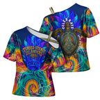 Torres Strait Islanders Sea Turtle Cross Shoulder Shirt Indigenous Tribal Peace Art Cultural Headdress Motif