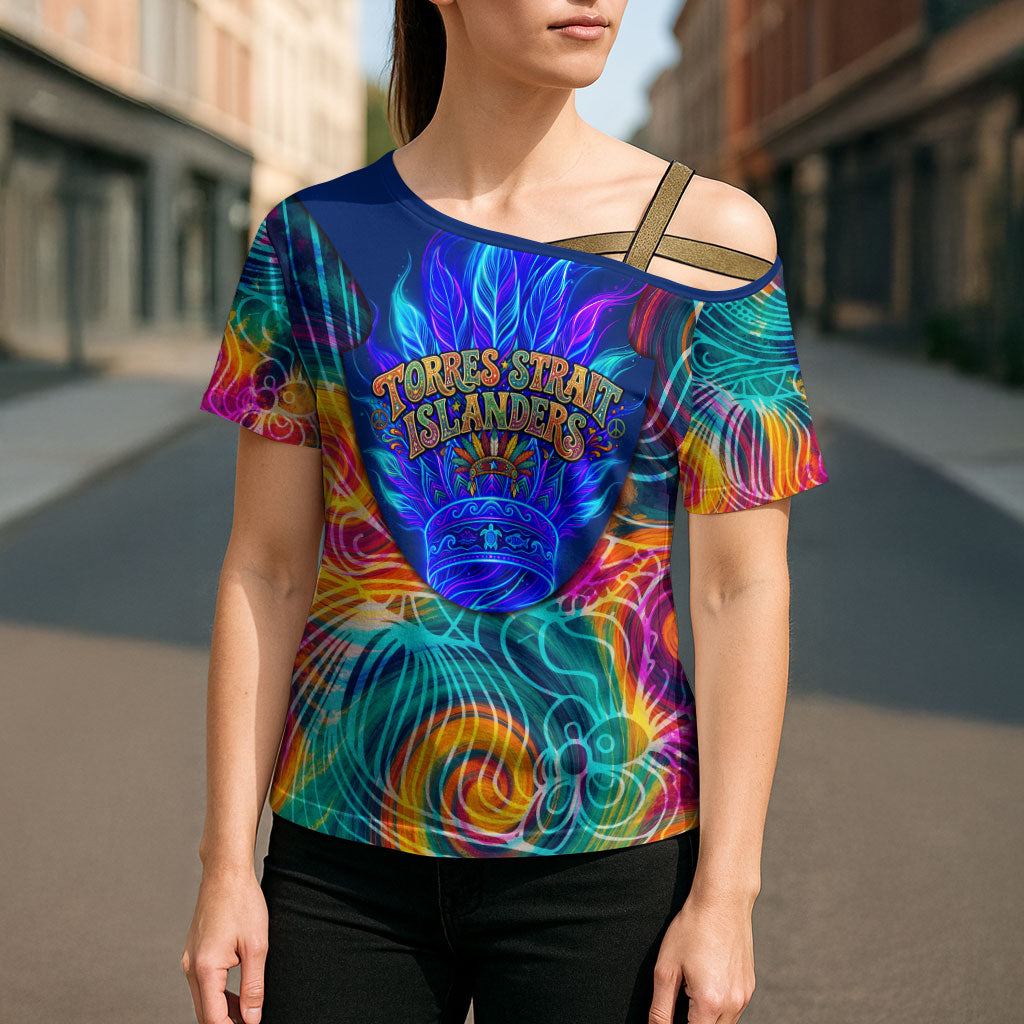 Torres Strait Islanders Sea Turtle Cross Shoulder Shirt Indigenous Tribal Peace Art Cultural Headdress Motif