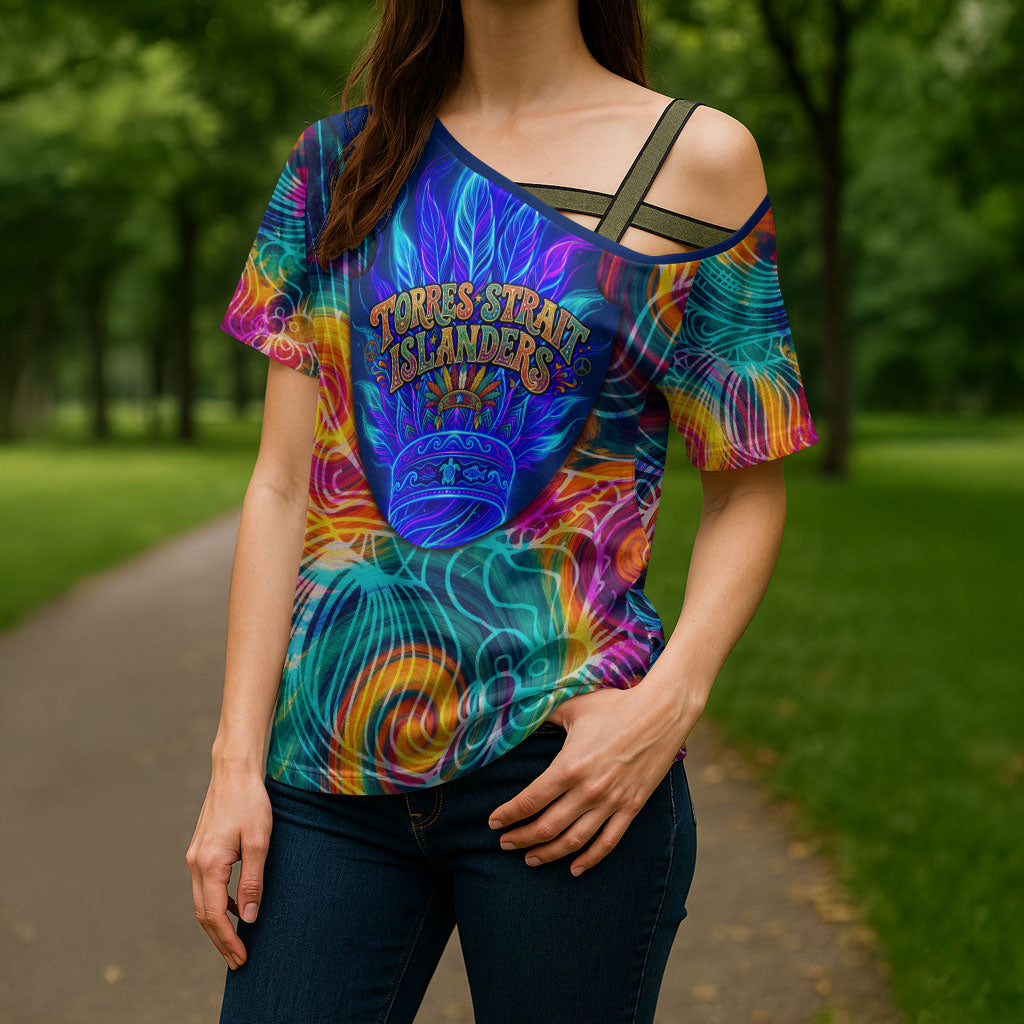 Torres Strait Islanders Sea Turtle Cross Shoulder Shirt Indigenous Tribal Peace Art Cultural Headdress Motif
