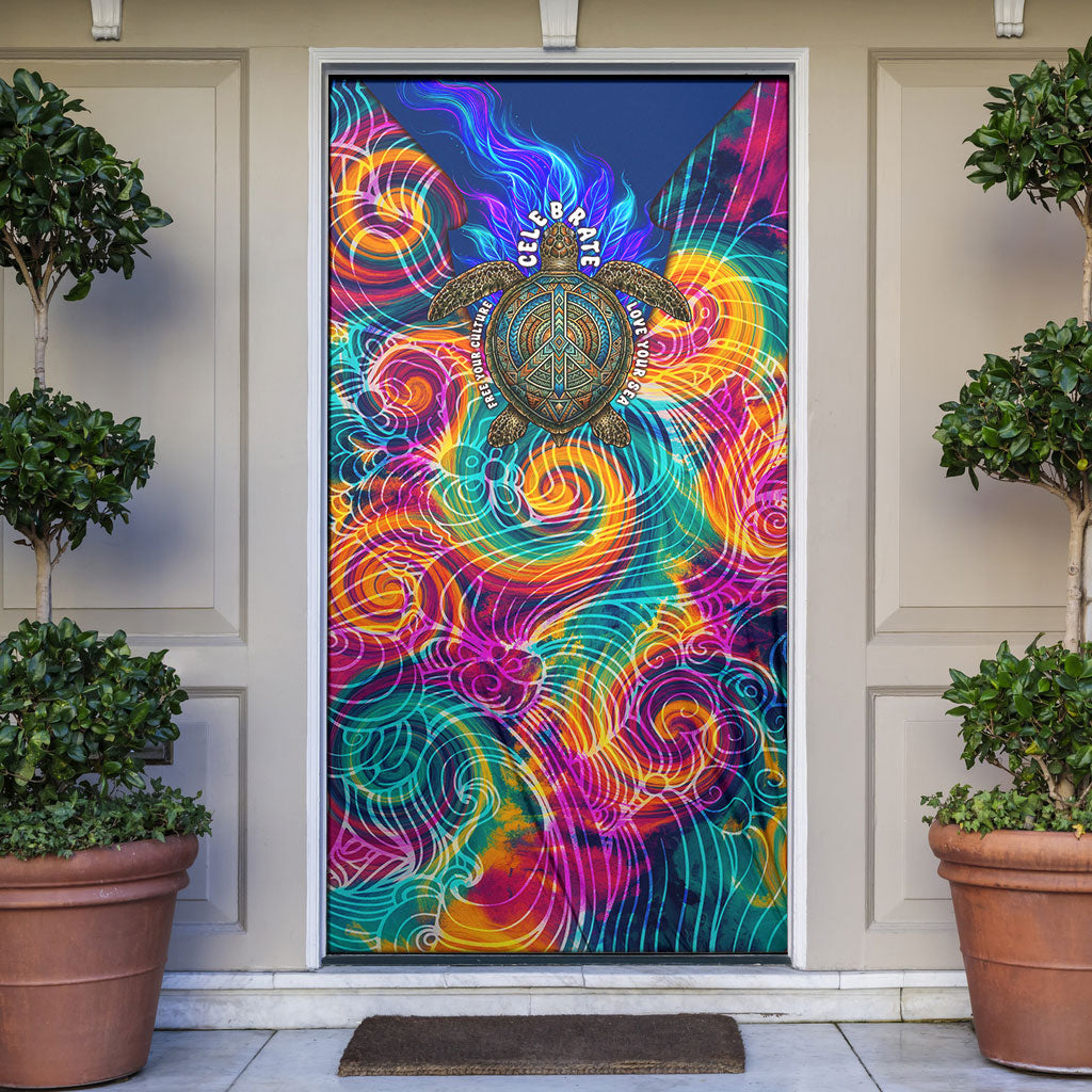 Torres Strait Islanders Sea Turtle Door Cover Indigenous Tribal Peace Art Cultural Headdress Motif
