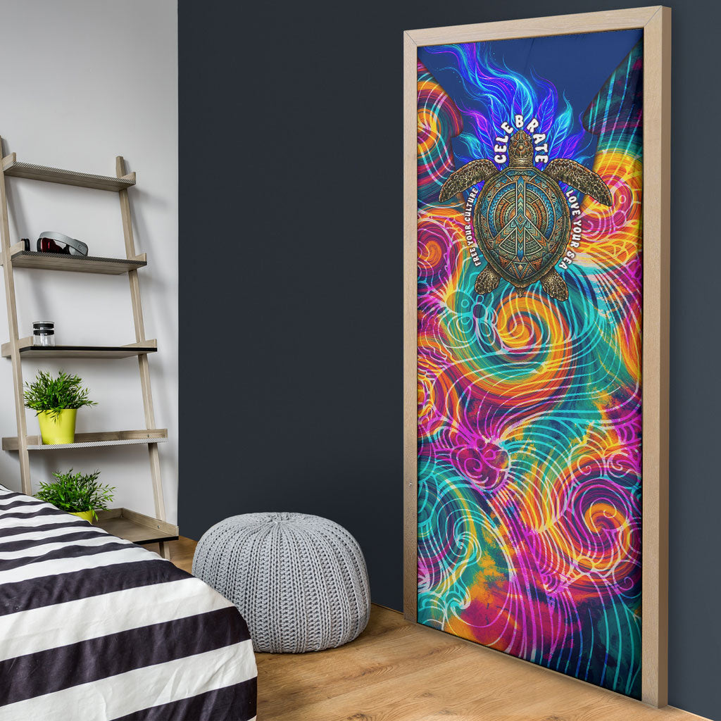 Torres Strait Islanders Sea Turtle Door Cover Indigenous Tribal Peace Art Cultural Headdress Motif