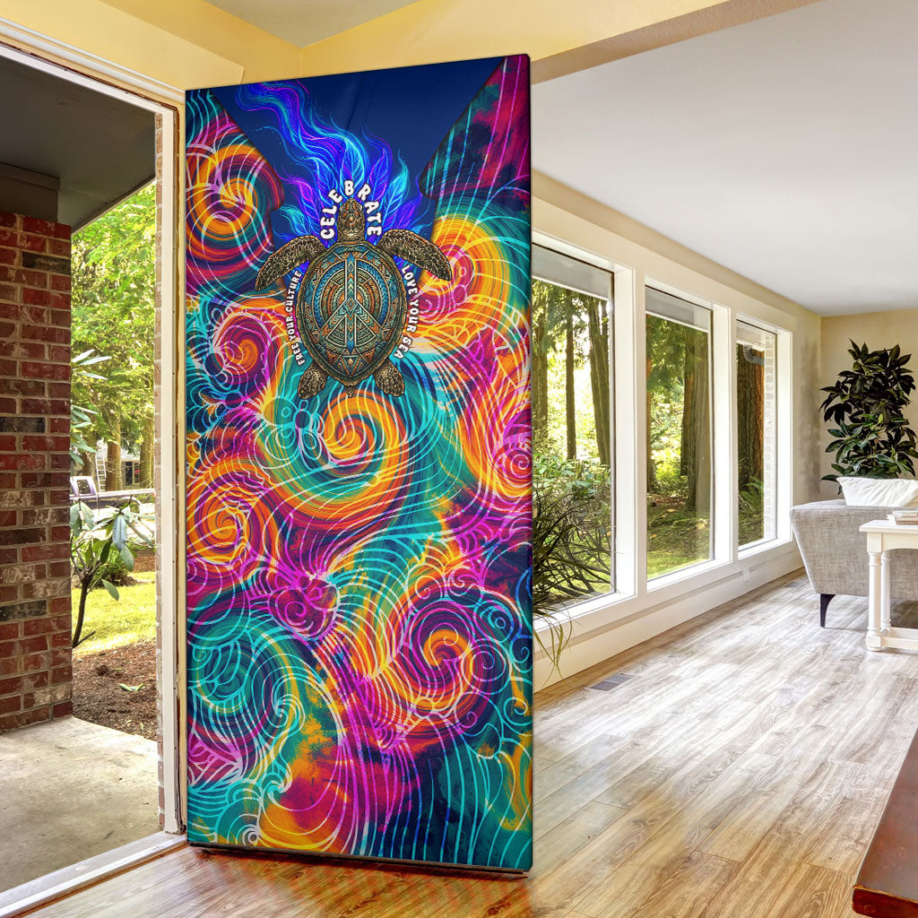 Torres Strait Islanders Sea Turtle Door Cover Indigenous Tribal Peace Art Cultural Headdress Motif