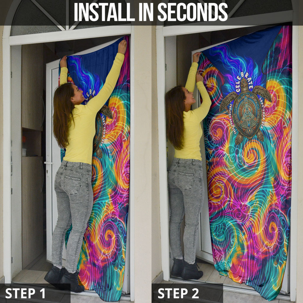 Torres Strait Islanders Sea Turtle Door Cover Indigenous Tribal Peace Art Cultural Headdress Motif