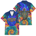 Torres Strait Islanders Sea Turtle Family Matching Off Shoulder Maxi Dress and Hawaiian Shirt Indigenous Tribal Peace Art Cultural Headdress Motif