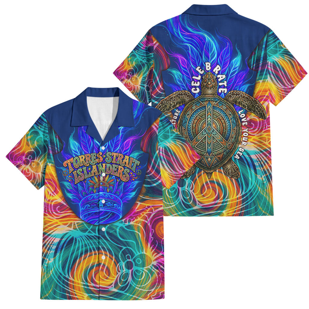 Torres Strait Islanders Sea Turtle Family Matching Puletasi and Hawaiian Shirt Indigenous Tribal Peace Art Cultural Headdress Motif