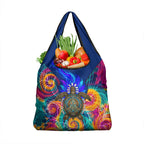 Torres Strait Islanders Sea Turtle Grocery Bag Indigenous Tribal Peace Art Cultural Headdress Motif