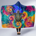 Torres Strait Islanders Sea Turtle Hooded Blanket Indigenous Tribal Peace Art Cultural Headdress Motif