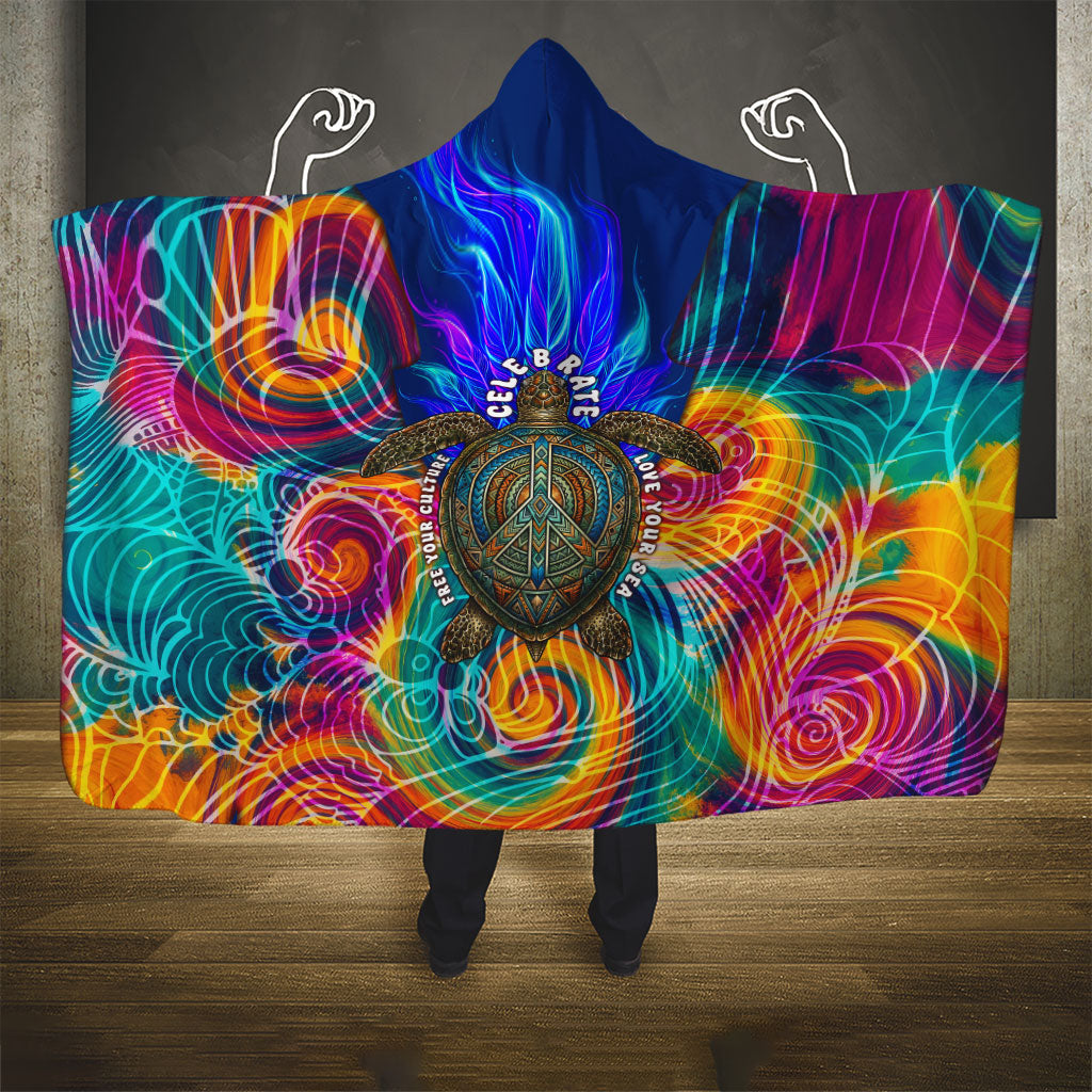 Torres Strait Islanders Sea Turtle Hooded Blanket Indigenous Tribal Peace Art Cultural Headdress Motif