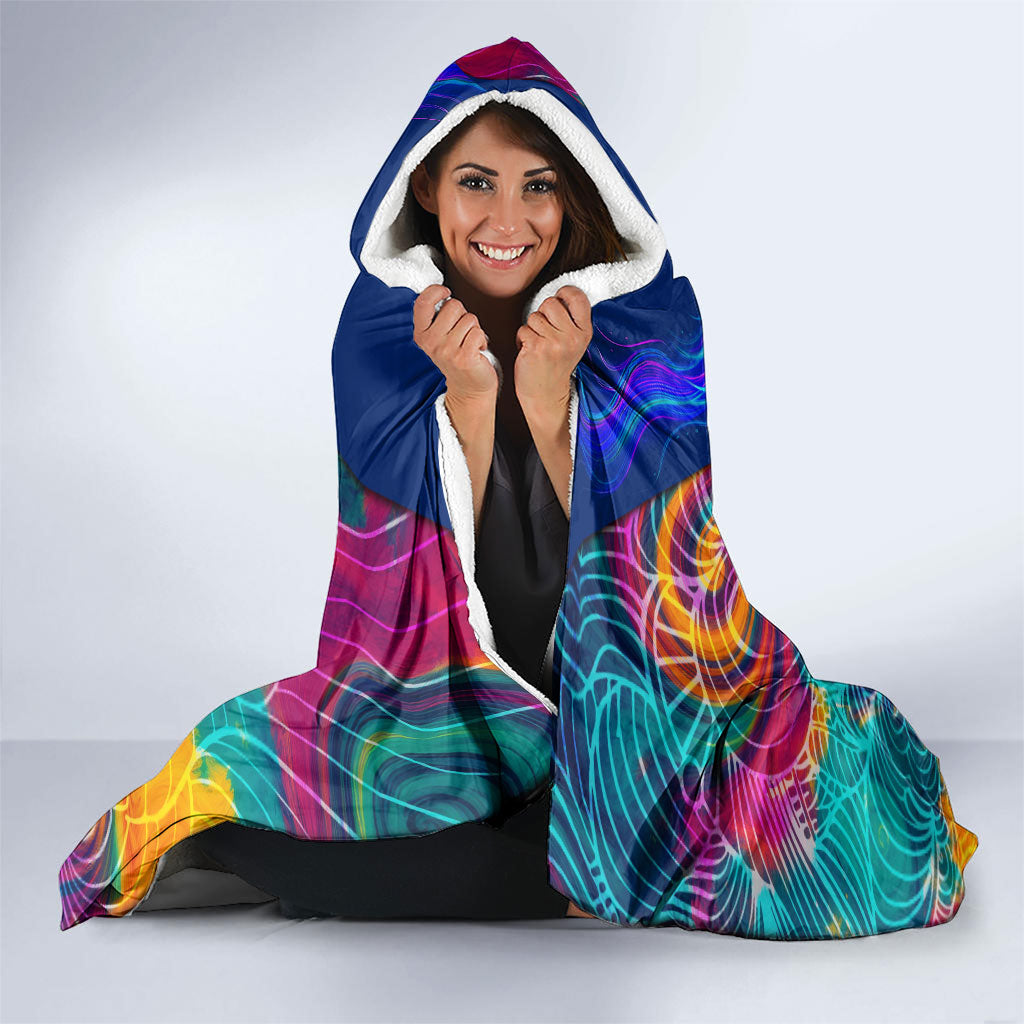 Torres Strait Islanders Sea Turtle Hooded Blanket Indigenous Tribal Peace Art Cultural Headdress Motif