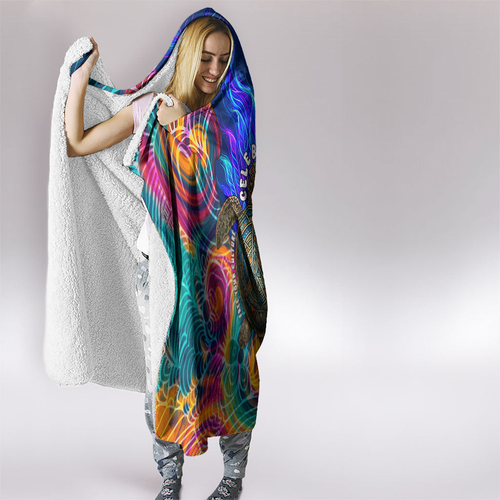 Torres Strait Islanders Sea Turtle Hooded Blanket Indigenous Tribal Peace Art Cultural Headdress Motif