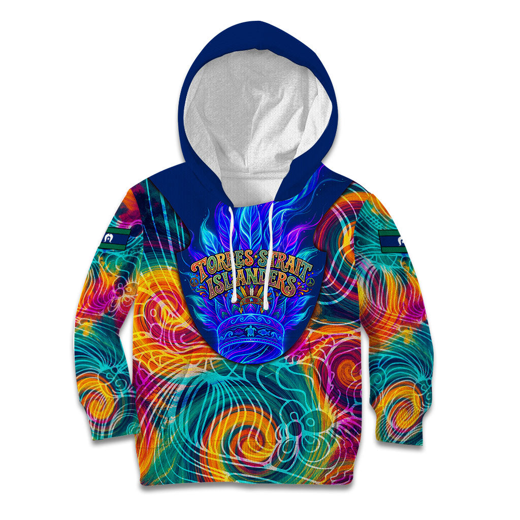 Torres Strait Islanders Sea Turtle Kid Hoodie Indigenous Tribal Peace Art Cultural Headdress Motif