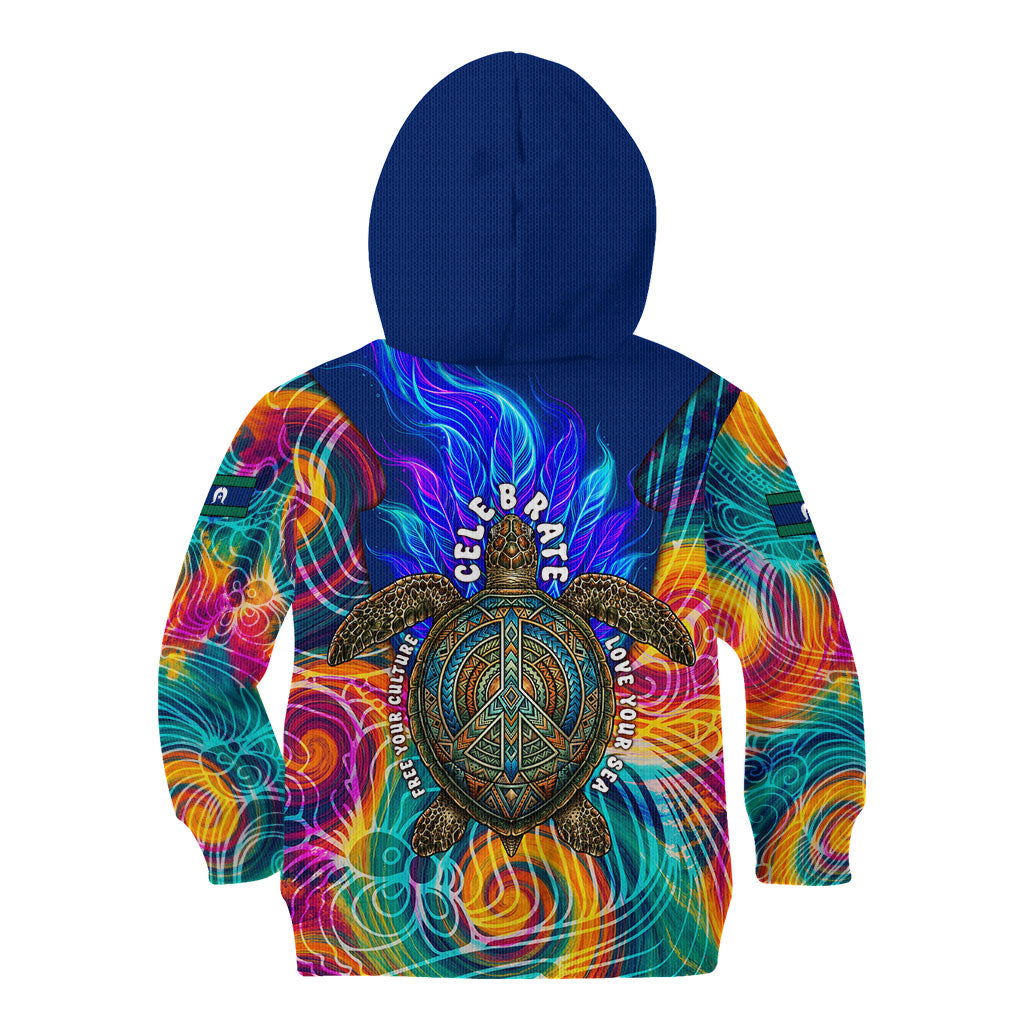 Torres Strait Islanders Sea Turtle Kid Hoodie Indigenous Tribal Peace Art Cultural Headdress Motif
