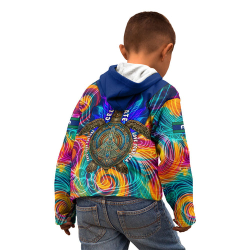 Torres Strait Islanders Sea Turtle Kid Hoodie Indigenous Tribal Peace Art Cultural Headdress Motif