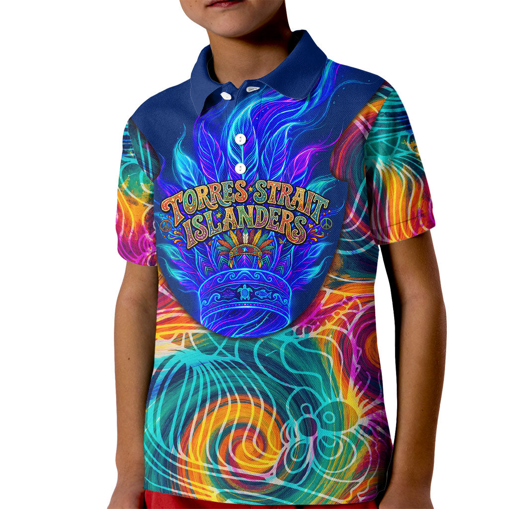 Torres Strait Islanders Sea Turtle Kid Polo Shirt Indigenous Tribal Peace Art Cultural Headdress Motif