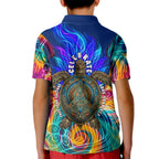 Torres Strait Islanders Sea Turtle Kid Polo Shirt Indigenous Tribal Peace Art Cultural Headdress Motif