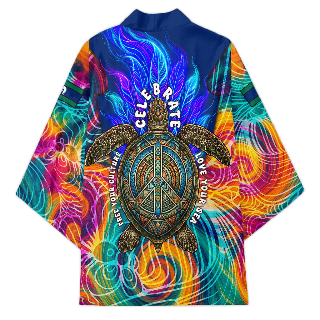 Torres Strait Islanders Sea Turtle Kimono Indigenous Tribal Peace Art Cultural Headdress Motif