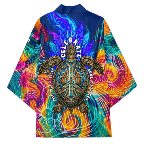 Torres Strait Islanders Sea Turtle Kimono Indigenous Tribal Peace Art Cultural Headdress Motif