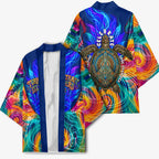 Torres Strait Islanders Sea Turtle Kimono Indigenous Tribal Peace Art Cultural Headdress Motif