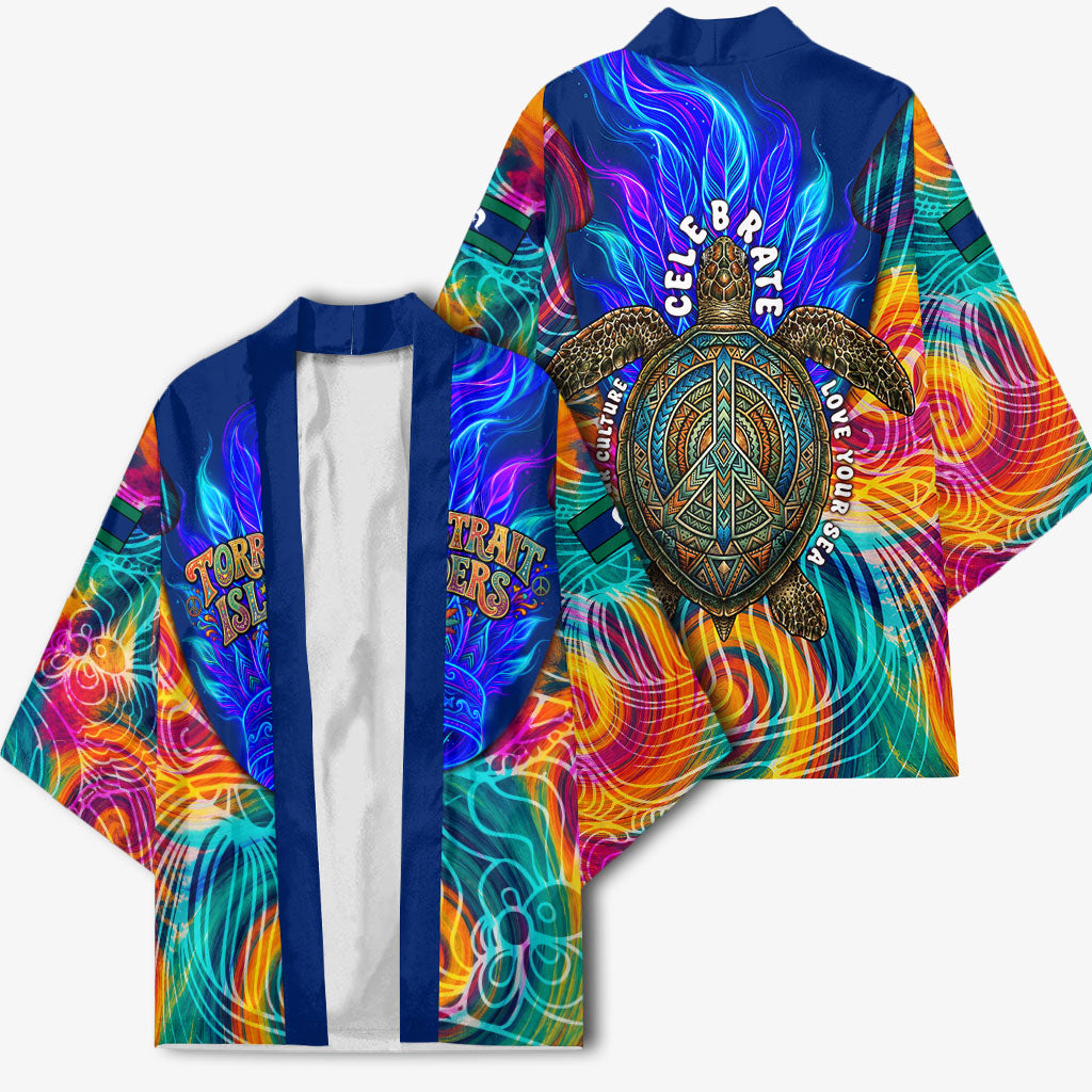 Torres Strait Islanders Sea Turtle Kimono Indigenous Tribal Peace Art Cultural Headdress Motif
