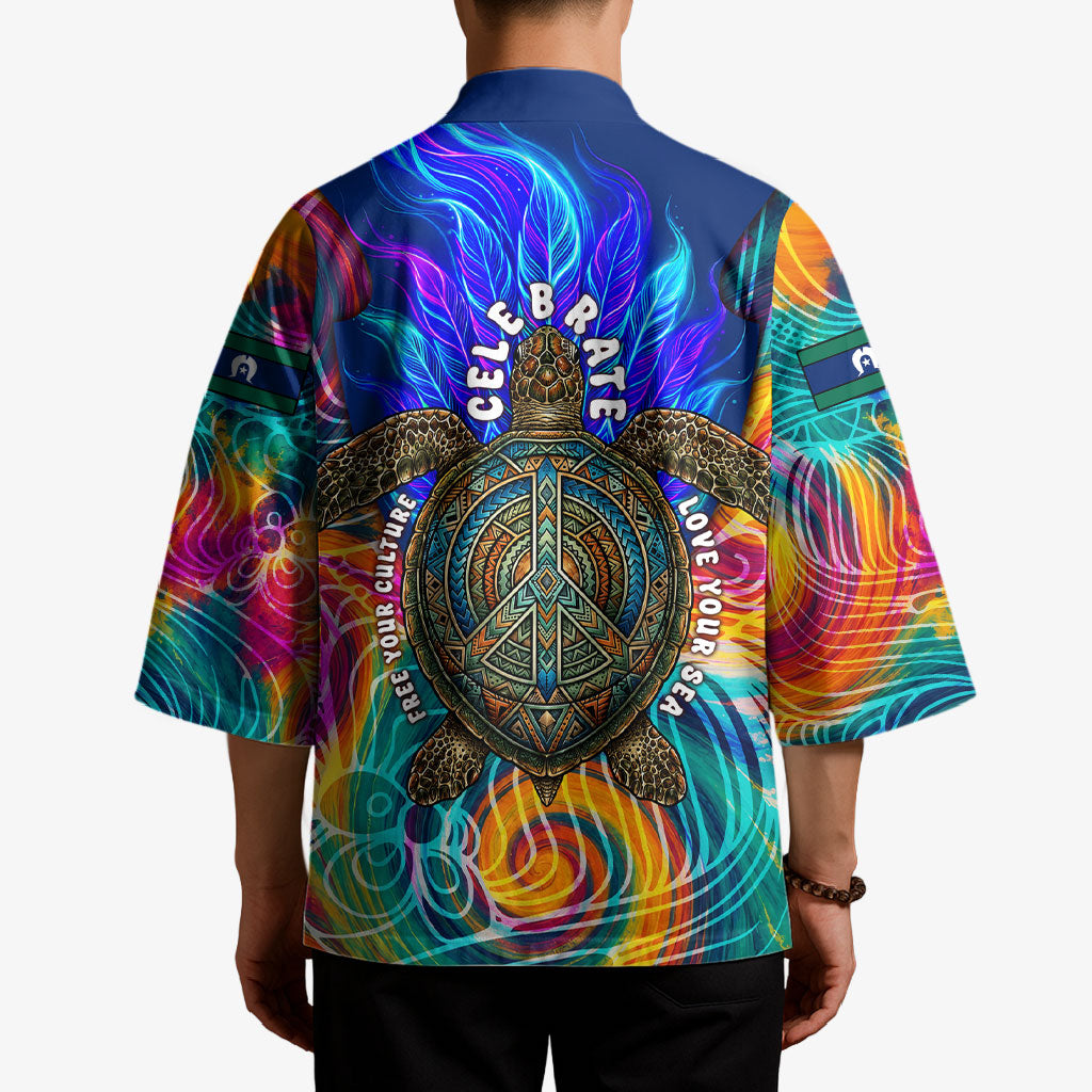Torres Strait Islanders Sea Turtle Kimono Indigenous Tribal Peace Art Cultural Headdress Motif