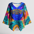 Torres Strait Islanders Sea Turtle Kimono Sleeve Blouse Indigenous Tribal Peace Art Cultural Headdress Motif