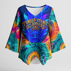 Torres Strait Islanders Sea Turtle Kimono Sleeve Blouse Indigenous Tribal Peace Art Cultural Headdress Motif