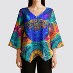 Torres Strait Islanders Sea Turtle Kimono Sleeve Blouse Indigenous Tribal Peace Art Cultural Headdress Motif
