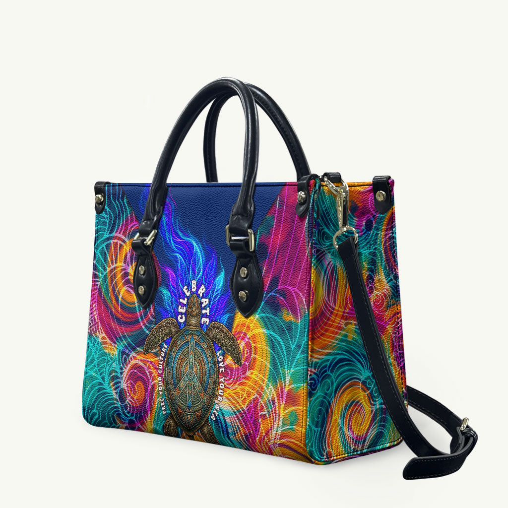 Torres Strait Islanders Sea Turtle Leather Bag Indigenous Tribal Peace Art Cultural Headdress Motif