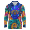 Torres Strait Islanders Sea Turtle Long Sleeve Polo Shirt Indigenous Tribal Peace Art Cultural Headdress Motif