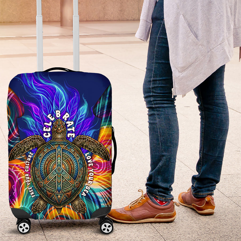 Torres Strait Islanders Sea Turtle Luggage Cover Indigenous Tribal Peace Art Cultural Headdress Motif