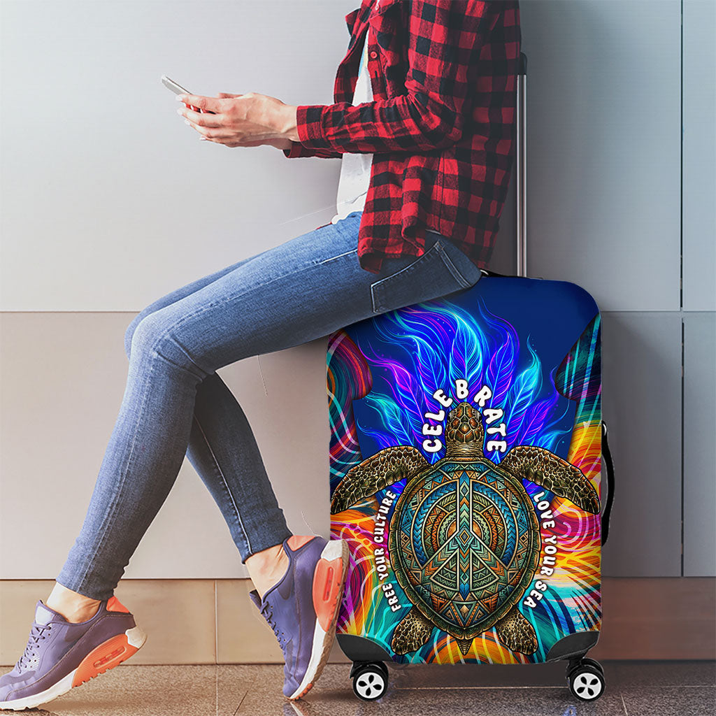 Torres Strait Islanders Sea Turtle Luggage Cover Indigenous Tribal Peace Art Cultural Headdress Motif
