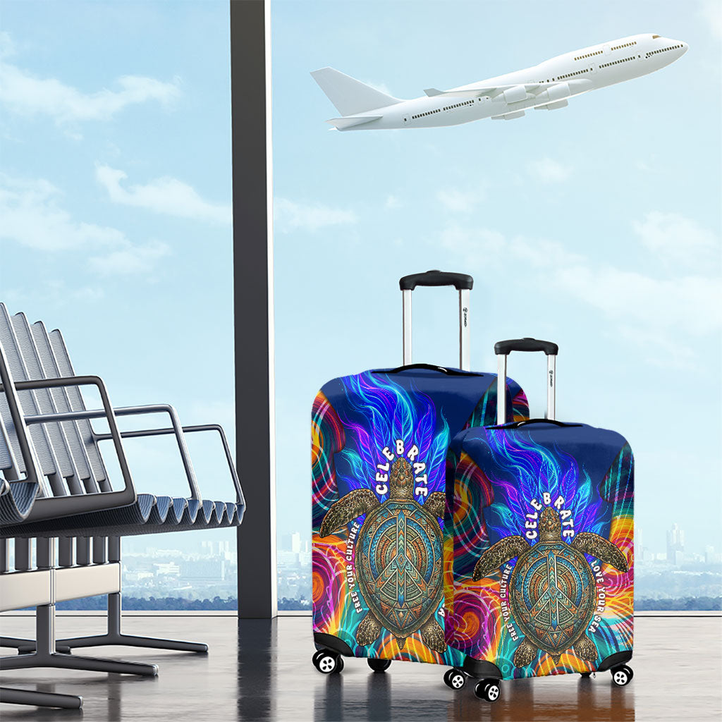 Torres Strait Islanders Sea Turtle Luggage Cover Indigenous Tribal Peace Art Cultural Headdress Motif
