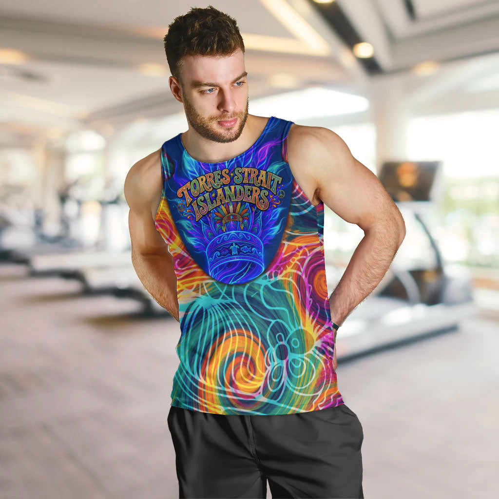 Torres Strait Islanders Sea Turtle Men Tank Top Indigenous Tribal Peace Art Cultural Headdress Motif