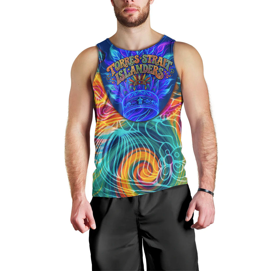 Torres Strait Islanders Sea Turtle Men Tank Top Indigenous Tribal Peace Art Cultural Headdress Motif