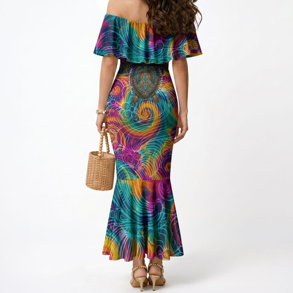 Torres Strait Islanders Sea Turtle Mermaid Dress Indigenous Tribal Peace Art Cultural Headdress Motif